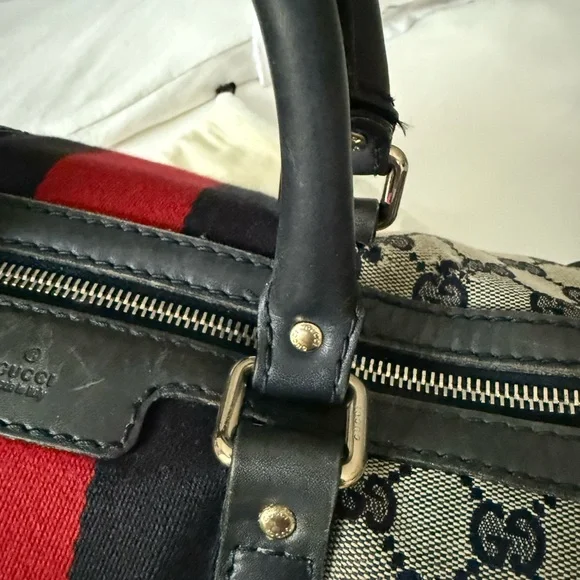 Gucci Blue and Red Striped Boston Bag - Picture 13 of 17